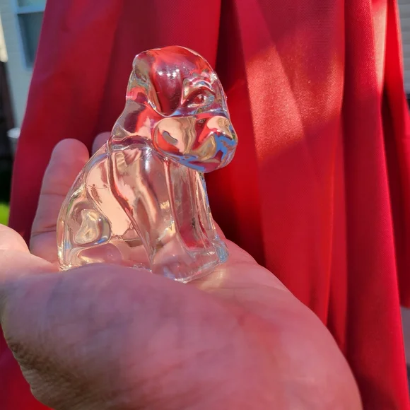 Glass Dog Figurine Duo ~ Vintage? ~ Paperweight? Cute! - Picture 13 of 16